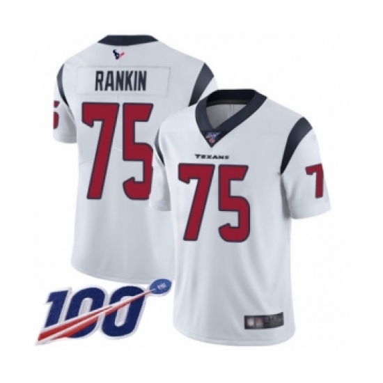 Men's Houston Texans #75 Martinas Rankin White Vapor Untouchable Limited Player 100th Season Football Jersey - Ujersey