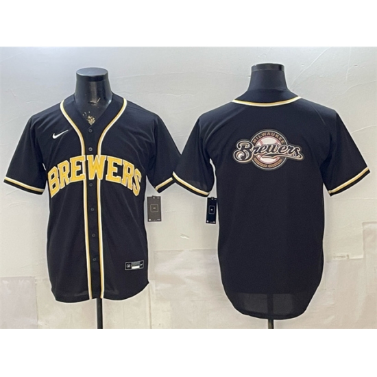 Men's Milwaukee Brewers Team Big Logo 2026 Fashion Replica Black Out Stitched Baseball Jersey - Ujersey