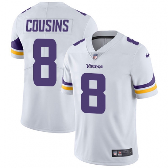 Men's Nike Minnesota Vikings #8 Kirk Cousins White Vapor Untouchable Limited Player NFL Jersey