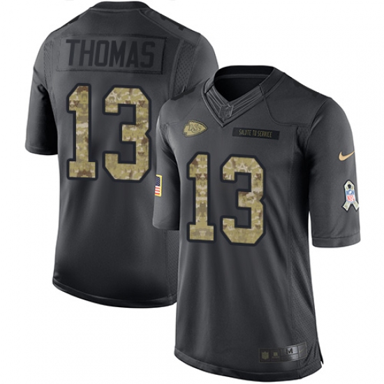 Men's Nike Kansas City Chiefs #13 De'Anthony Thomas Limited Black 2016 Salute to Service NFL Jersey - Ujersey