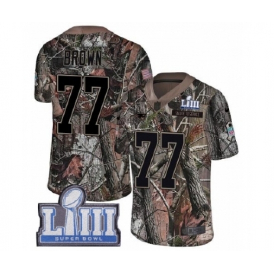 Youth Nike New England Patriots #77 Trent Brown Camo Untouchable Limited Super Bowl LIII Bound NFL Jersey - Ujersey