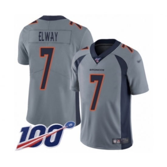 Men's Denver Broncos #7 John Elway Limited Silver Inverted Legend 100th Season Football Jersey - Ujersey