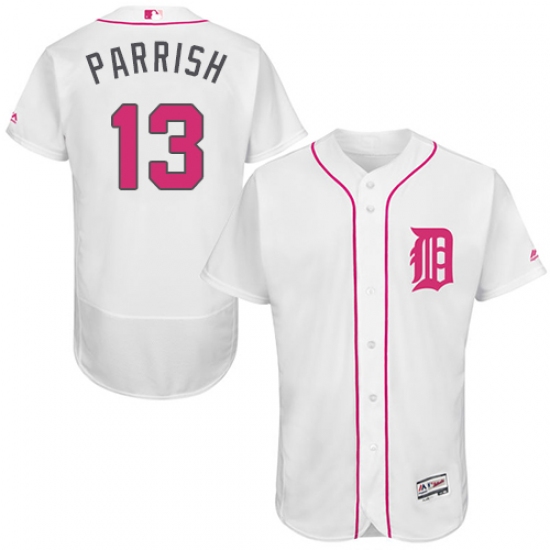 Men's Majestic Detroit Tigers #13 Lance Parrish Authentic White 2016 Mother's Day Fashion Flex Base MLB Jersey - Ujersey