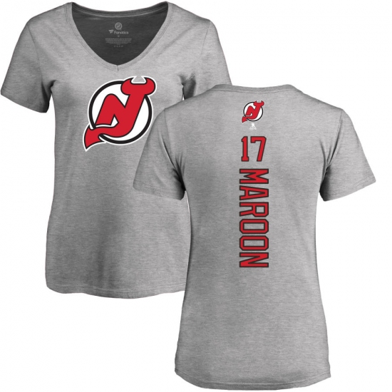 NHL Women's Adidas New Jersey Devils #17 Patrick Maroon Ash Backer T-Shirt - Ujersey