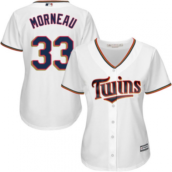 Women's Majestic Minnesota Twins #33 Justin Morneau Authentic White Home Cool Base MLB Jersey - Ujersey