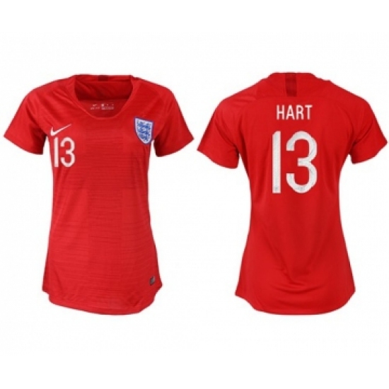 Women's England #13 Hart Away Soccer Country Jersey
