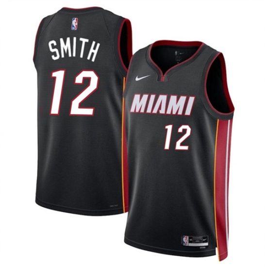 Men's Miami Heat #12 Dru Smith Black 2024 Icon Edition Stitched Basketball Jersey - Ujersey