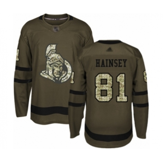 Men's Ottawa Senators #81 Ron Hainsey Authentic Green Salute to Service Hockey Jersey - Ujersey