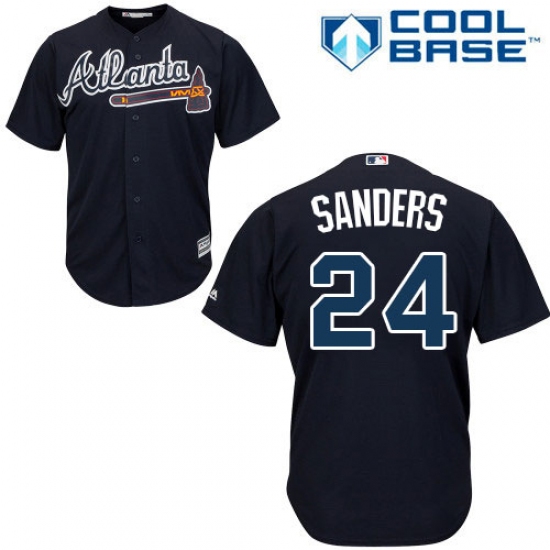 Youth Majestic Atlanta Braves #24 Deion Sanders Authentic Blue Alternate Road Cool Base MLB Jersey - Ujersey