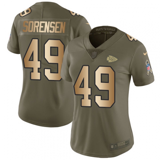 Women's Nike Kansas City Chiefs #49 Daniel Sorensen Limited Olive/Gold 2017 Salute to Service NFL Jersey - Ujersey