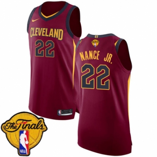 Men's Nike Cleveland Cavaliers #22 Larry Nance Jr. Authentic Maroon 2018 NBA Finals Bound NBA Jersey - Icon Edition - Ujersey