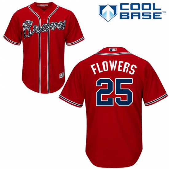 Youth Majestic Atlanta Braves #25 Tyler Flowers Authentic Red Alternate Cool Base MLB Jersey - Ujersey