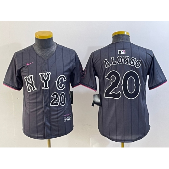 Youth New York Mets #20 Pete Alonso Number Grey 2024 City Connect Cool Base Stitched Jersey - Ujersey