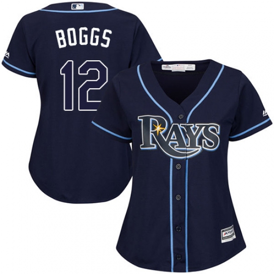 Women's Majestic Tampa Bay Rays #12 Wade Boggs Authentic Navy Blue Alternate Cool Base MLB Jersey - Ujersey