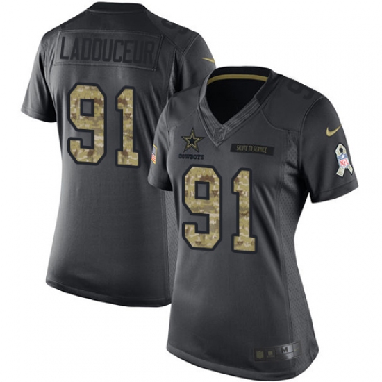 Women's Nike Dallas Cowboys #91 L. P. Ladouceur Limited Black 2016 Salute to Service NFL Jersey