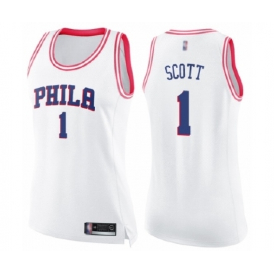 Women's Philadelphia 76ers #1 Mike Scott Swingman White Pink Fashion Basketball Jersey - Ujersey