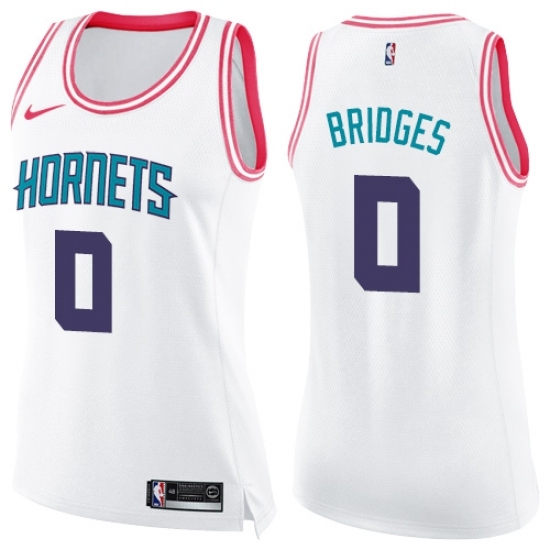 Women's Nike Charlotte Hornets #0 Miles Bridges Swingman White Pink Fashion NBA Jersey - Ujersey