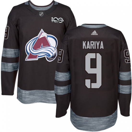 Men's Adidas Colorado Avalanche #9 Paul Kariya Authentic Black 1917-2017 100th Anniversary NHL Jersey - Ujersey