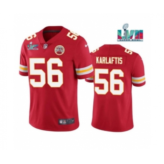Men's Kansas City Chiefs #56 George Karlaftis Red Super Bowl LVII Patch Vapor Untouchable Limited Stitched Jersey - Ujersey