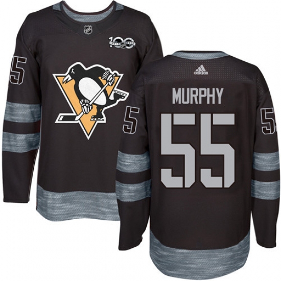 Men's Adidas Pittsburgh Penguins #55 Larry Murphy Authentic Black 1917-2017 100th Anniversary NHL Jersey - Ujersey