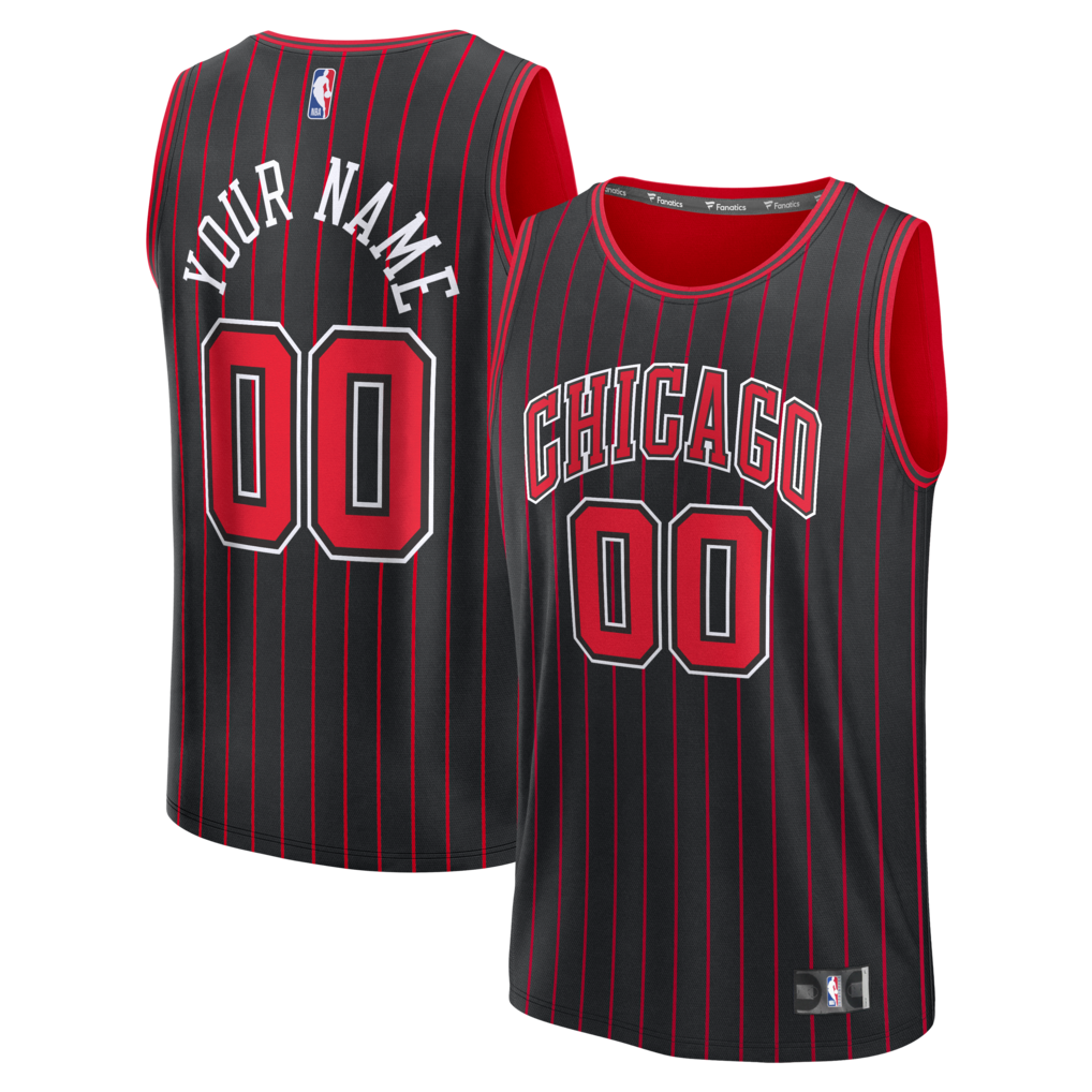 Youth Chicago Bulls Fanatics Black Fast Break Custom Jersey - Statement Edition - SUjersey01
