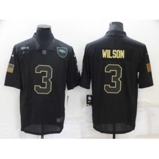 Men's Denver Broncos #3 Russell Wilson Black 2020 Salute To Service Stitched NFL Nike Limited Jersey - Ujersey