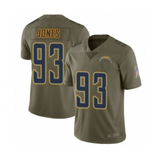 Men's Los Angeles Chargers #93 Justin Jones Limited Olive 2017 Salute to Service Football Jersey - Ujersey