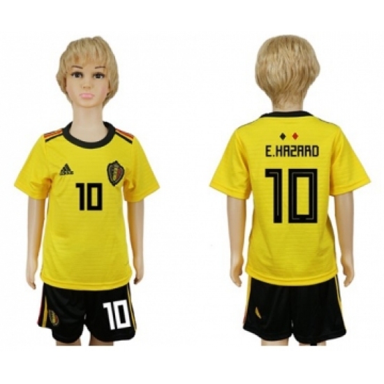 Belgium #10 E.Hazard Away Kid Soccer Country Jersey