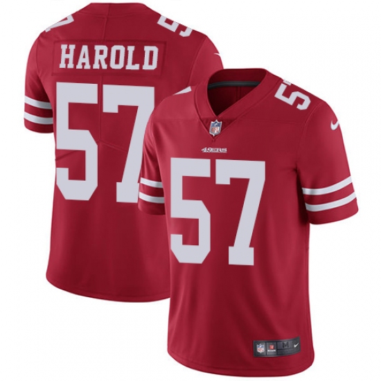 Youth Nike San Francisco 49ers #57 Eli Harold Red Team Color Vapor Untouchable Limited Player NFL Jersey - Ujersey