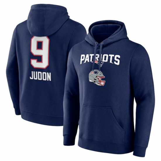 Men's New England Patriots #9 Matthew Judon Navy Team Wordmark Player Name & Number Pullover Hoodie - Ujersey