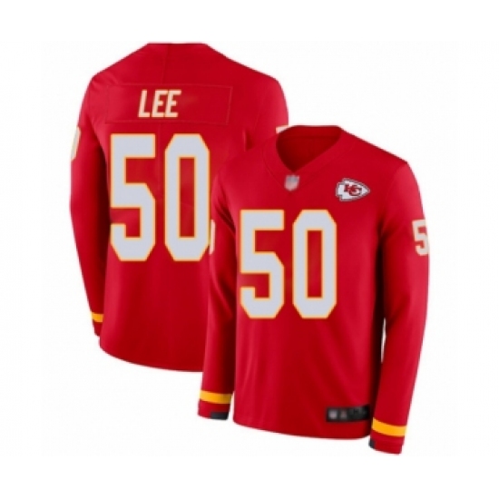 Men's Kansas City Chiefs #50 Darron Lee Limited Red Therma Long Sleeve Football Jersey - Ujersey