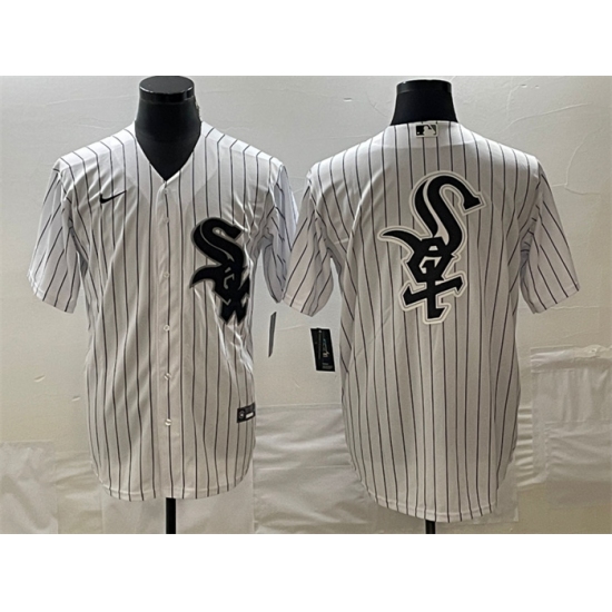 Men's Chicago White Sox White Team Big Logo Cool Base Stitched JerseyS - Ujersey