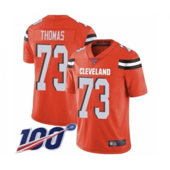 Men's Cleveland Browns #73 Joe Thomas Orange Alternate Vapor Untouchable Limited Player 100th Season Football Jersey - Ujersey