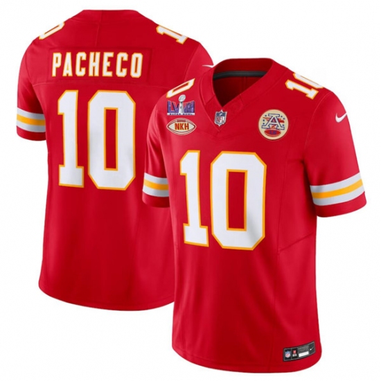 Men's Kansas City Chiefs #10 Isiah Pacheco Red 2024 F.U.S.E. Super Bowl LVIII With NKH Vapor Untouchable Limited Football Stitched Jersey - Ujersey