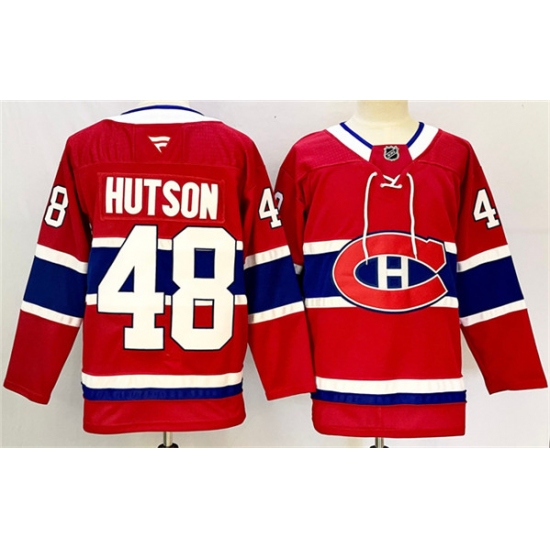 Men's Montreal Canadiens #48 Lane Hutson Red 2024-25 Stitched Jersey