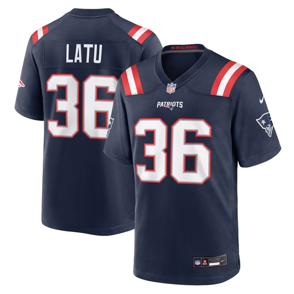 Men's New England Patriots Cameron Latu Nike Navy Team Game Jersey - Ujersey Shop