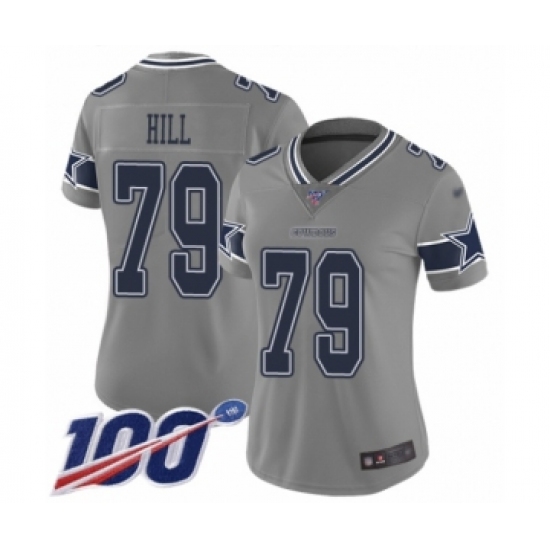 Women's Dallas Cowboys #79 Trysten Hill Limited Gray Inverted Legend 100th Season Football Jersey - Ujersey