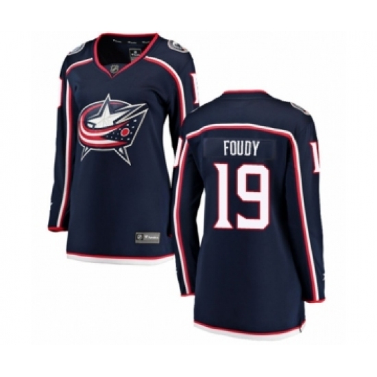 Women's Columbus Blue Jackets #19 Liam Foudy Authentic Navy Blue Home Fanatics Branded Breakaway NHL Jersey - Ujersey