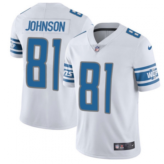 Men's Nike Detroit Lions #81 Calvin Johnson Limited White Vapor Untouchable NFL Jersey - Ujersey