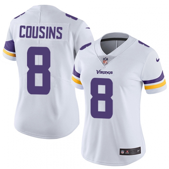 Women's Nike Minnesota Vikings #8 Kirk Cousins White Vapor Untouchable Limited Player NFL Jersey