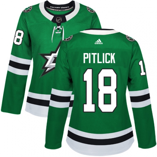 Women's Adidas Dallas Stars #18 Tyler Pitlick Premier Green Home NHL Jersey - Ujersey