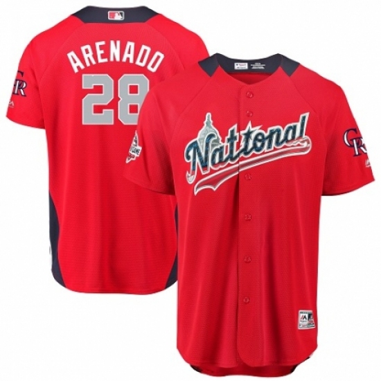 Youth Majestic Colorado Rockies #28 Nolan Arenado Game Red National League 2018 MLB All-Star MLB Jersey - Ujersey