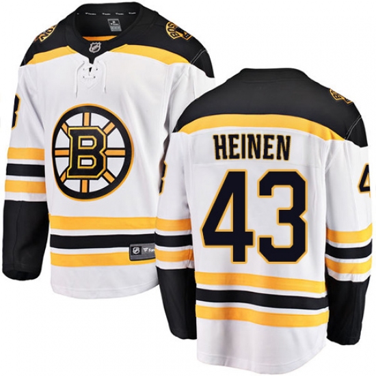 Youth Boston Bruins #43 Danton Heinen Authentic White Away Fanatics Branded Breakaway NHL Jersey - Ujersey