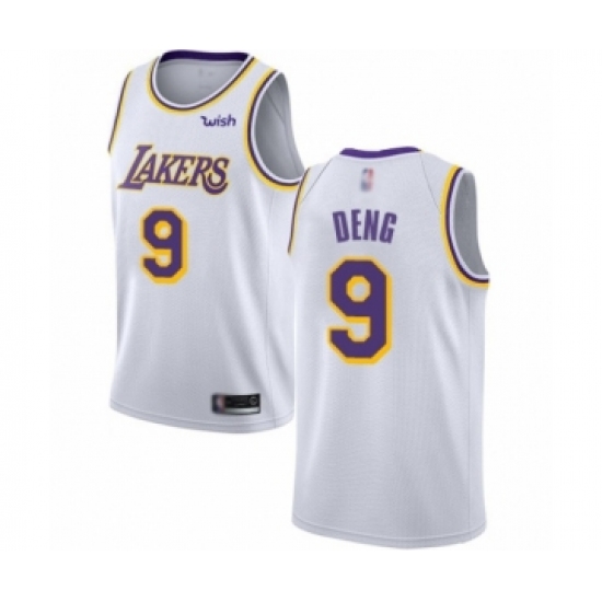 Men's Los Angeles Lakers #9 Luol Deng Authentic White Basketball Jerseys - Association Edition - Ujersey