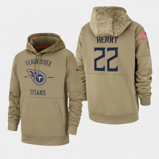 Men's Tennessee Titans #22 Derrick Henry 2019 Salute to Service Sideline Therma Pullover Hoodie - Tan - Ujersey