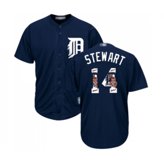 Men's Detroit Tigers #14 Christin Stewart Authentic Navy Blue Team Logo Fashion Cool Base Baseball Jersey - Ujersey