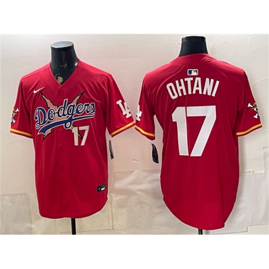 Men's Los Angeles Dodgers x One Piece #17 Shohei Ohtani Red Vapor Premier Limited Stitched Baseball Jersey - Ujersey
