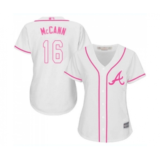 Women's Atlanta Braves #16 Brian McCann Replica White Fashion Cool Base Baseball Jersey