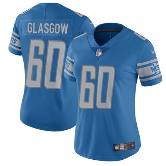 Women's Nike Detroit Lions #60 Graham Glasgow Limited Light Blue Team Color Vapor Untouchable NFL Jersey - Ujersey