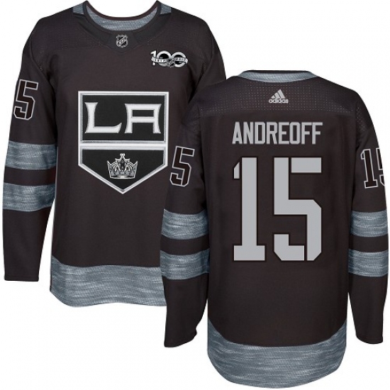 Men's Adidas Los Angeles Kings #15 Andy Andreoff Premier Black 1917-2017 100th Anniversary NHL Jersey - Ujersey